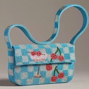 NWT Anthropologie Fiona Beaded Bag Drink Edition Cherry Cosmo Embellished Purse